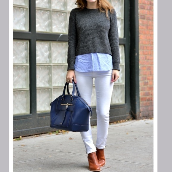 J Crew Navy Lambswool Shirttail Sweater Size S - Picture 4 of 16